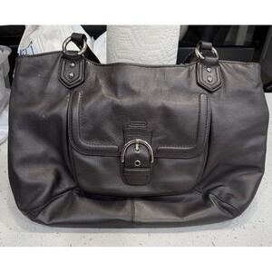 COACH F24961 Campbell Carryall Tote Bag Shoulder Bag Leather Silver Hematite